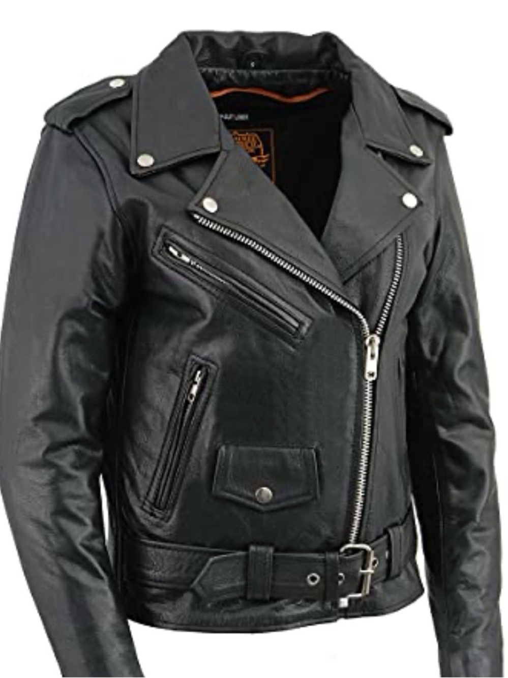 Women's Black Leather Asymmetric Moto Jacket